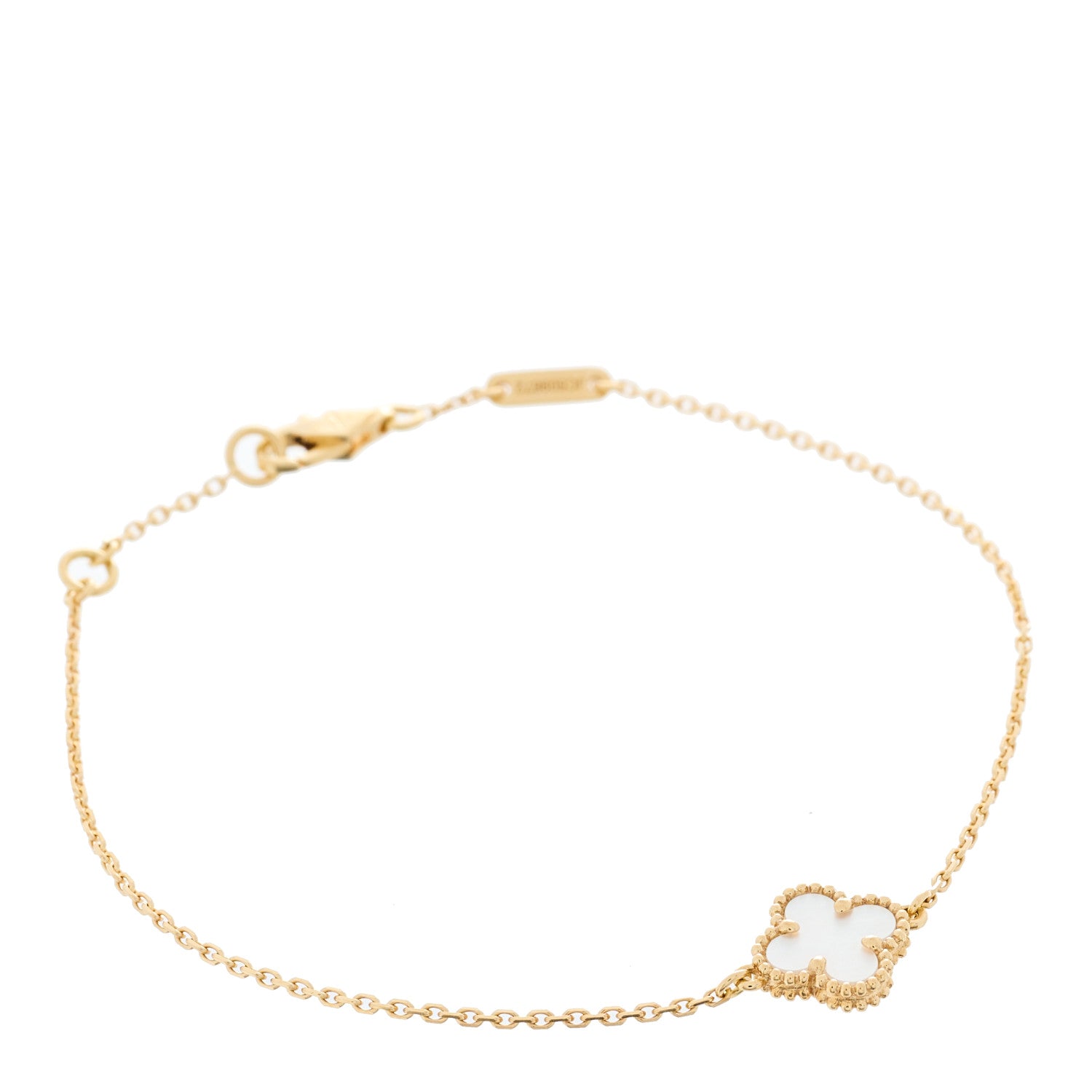 Van Cleef & Arpels 18K Yellow Gold Mother of Pearl Sweet Alhambra Bracelet 1 of 4