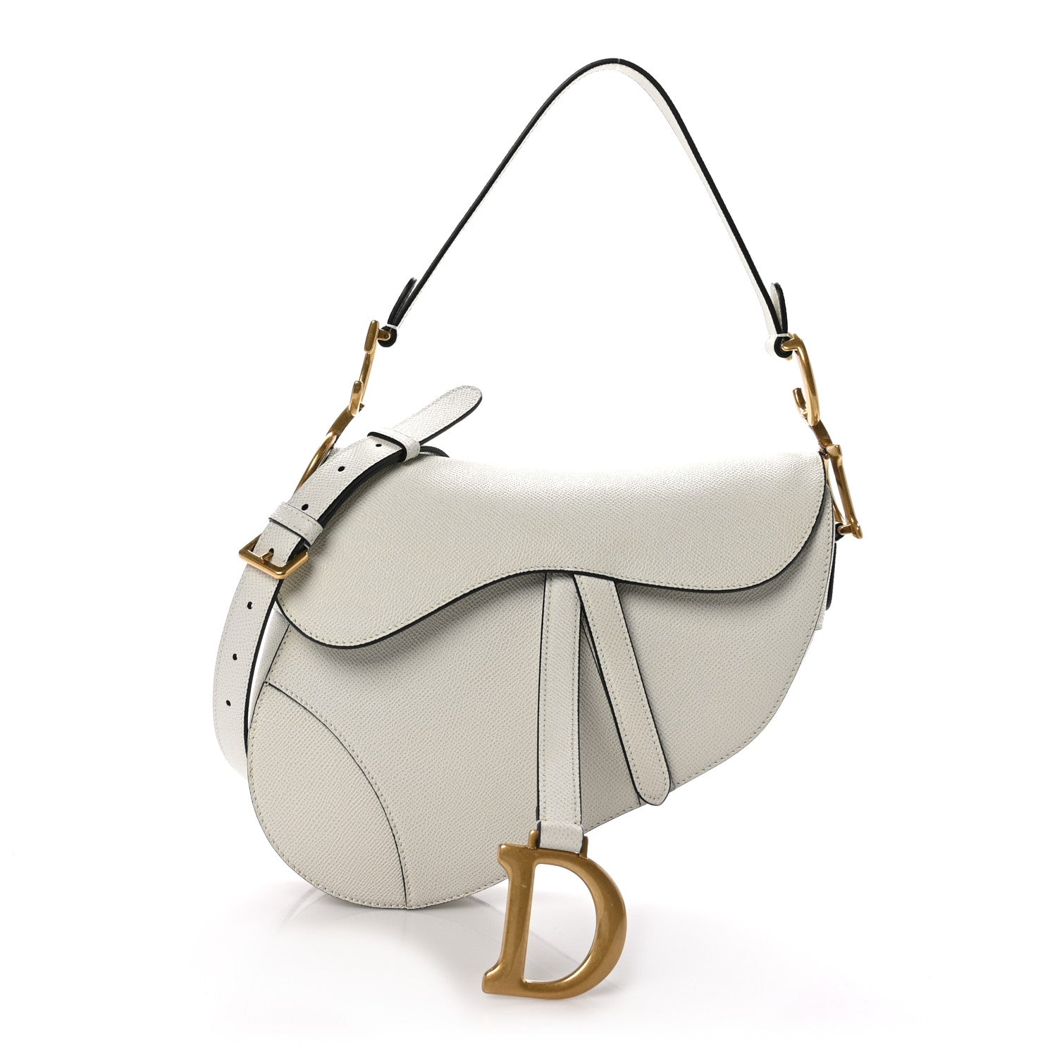 Christian Dior Grained Calfskin Saddle Bag With Strap Latte 1 of 11
