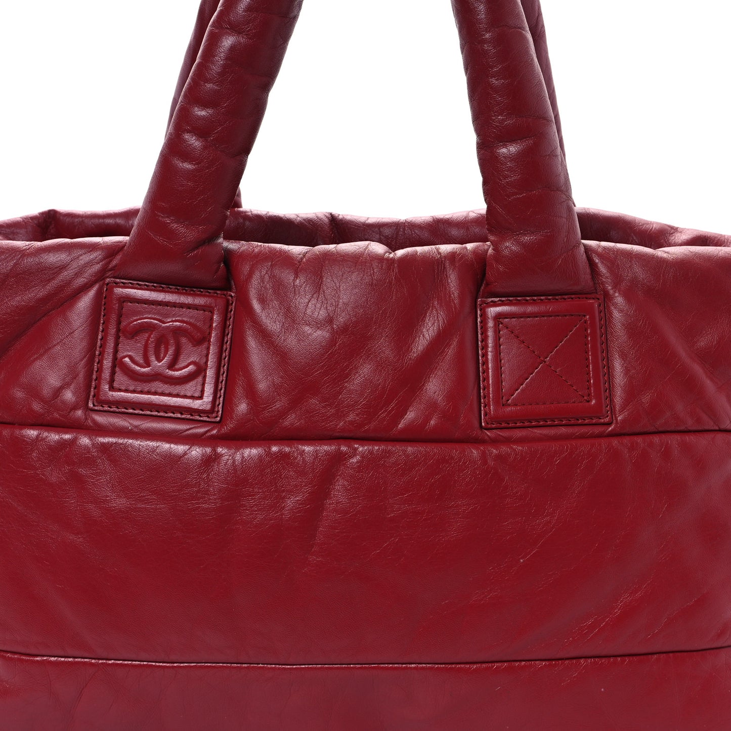 Lambskin Quilted Large Coco Cocoon Reversible Tote Red Red