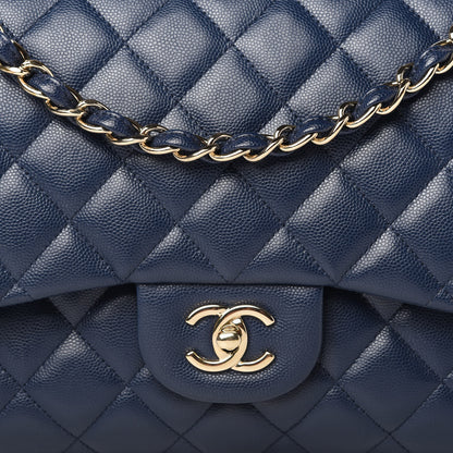 Chanel Caviar Quilted Jumbo Double Flap Blue 10 of 10