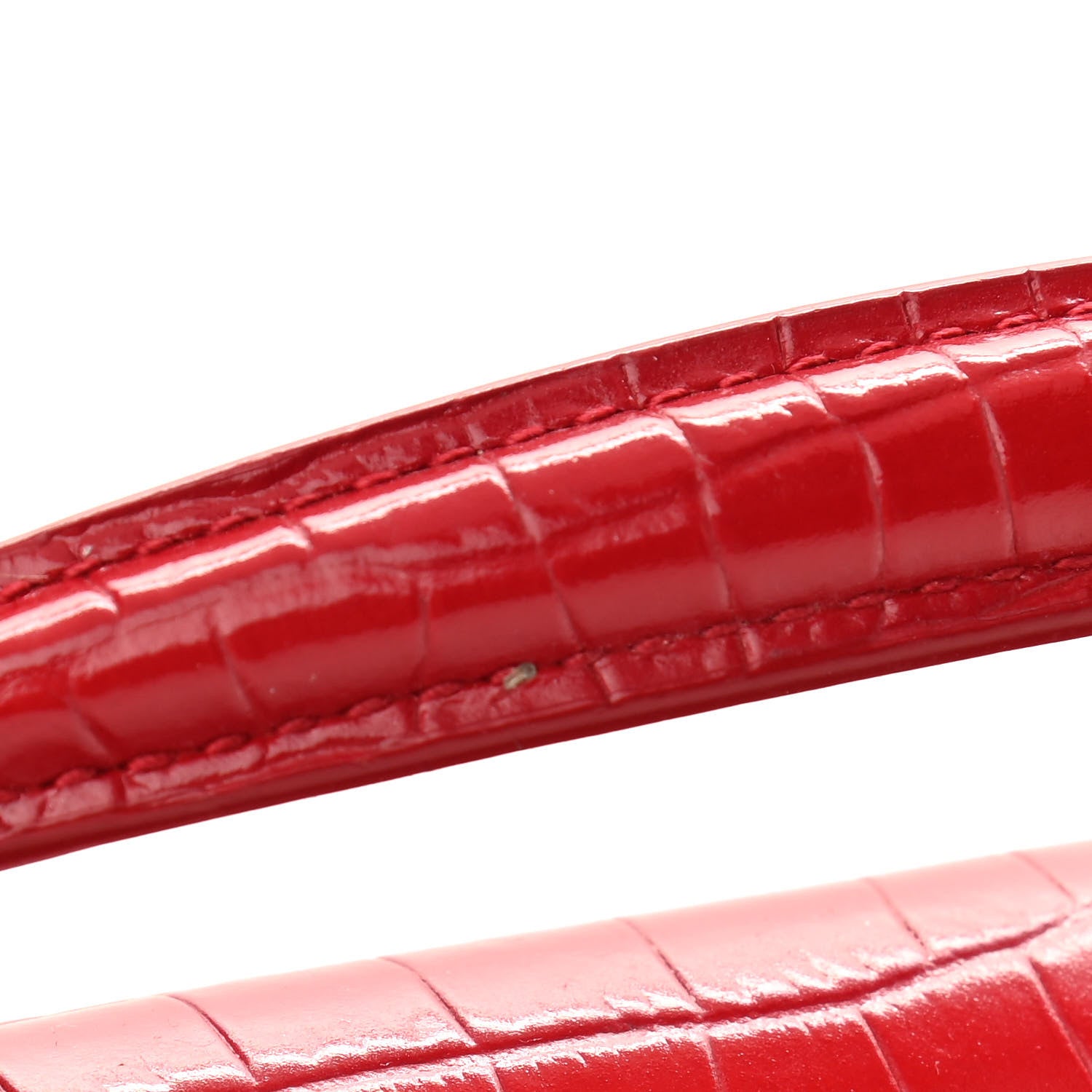 Saint Laurent Calfskin Crocodile Embossed Monogram Sunset Chain Wallet Rouge Eros 10 of 10