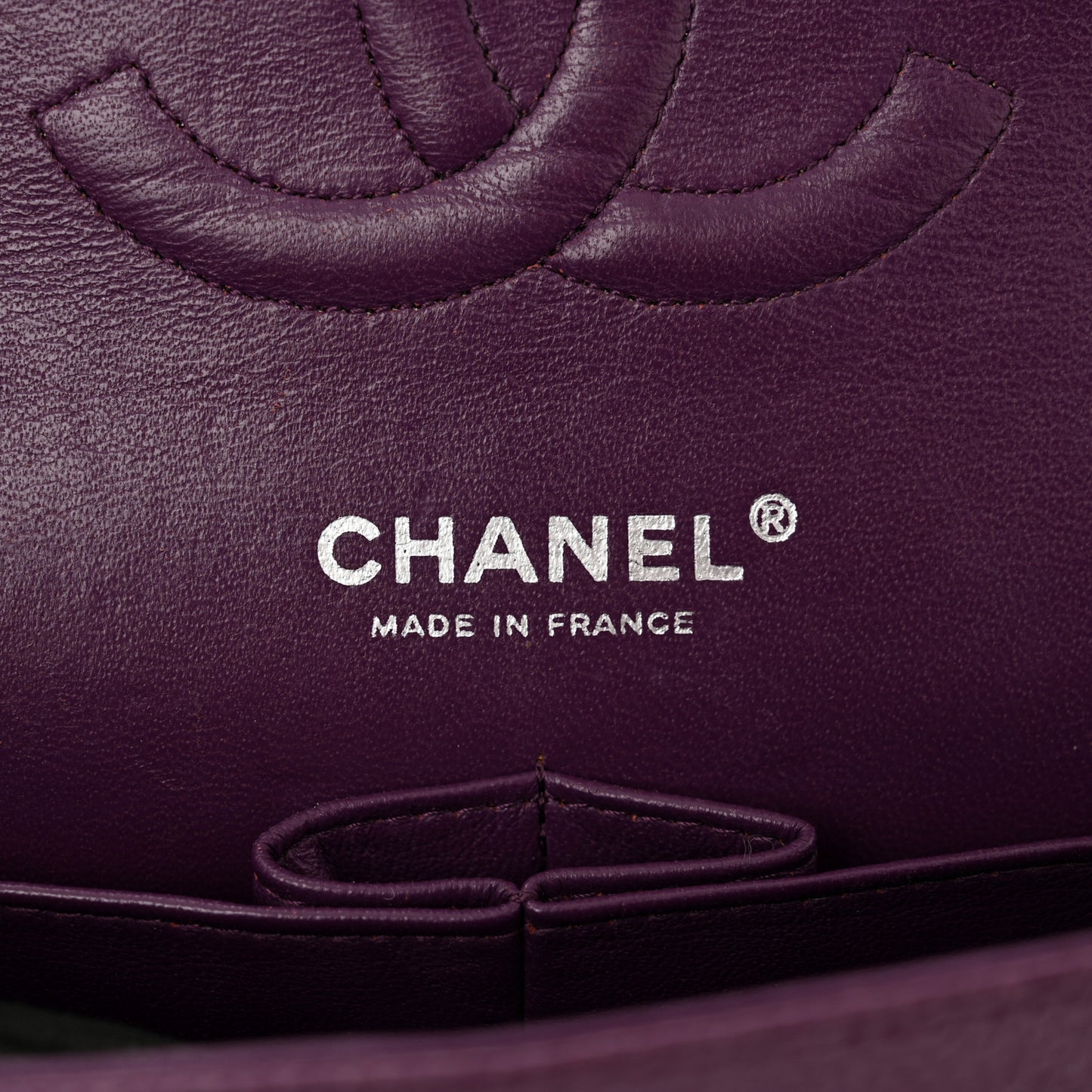 Caviar Quilted Medium Double Flap Purple