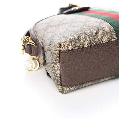 Gucci GG Supreme Monogram Textured Dollar Calfskin Web Small Ophidia Dome Shoulder Bag Beige Ebony New Acero 8 of 14