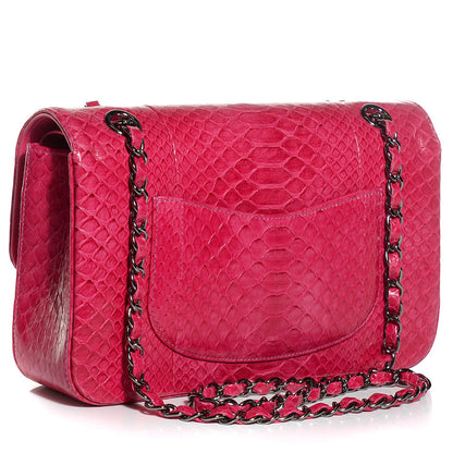 Chanel Python Medium Double Flap Dark Pink 3 of 10
