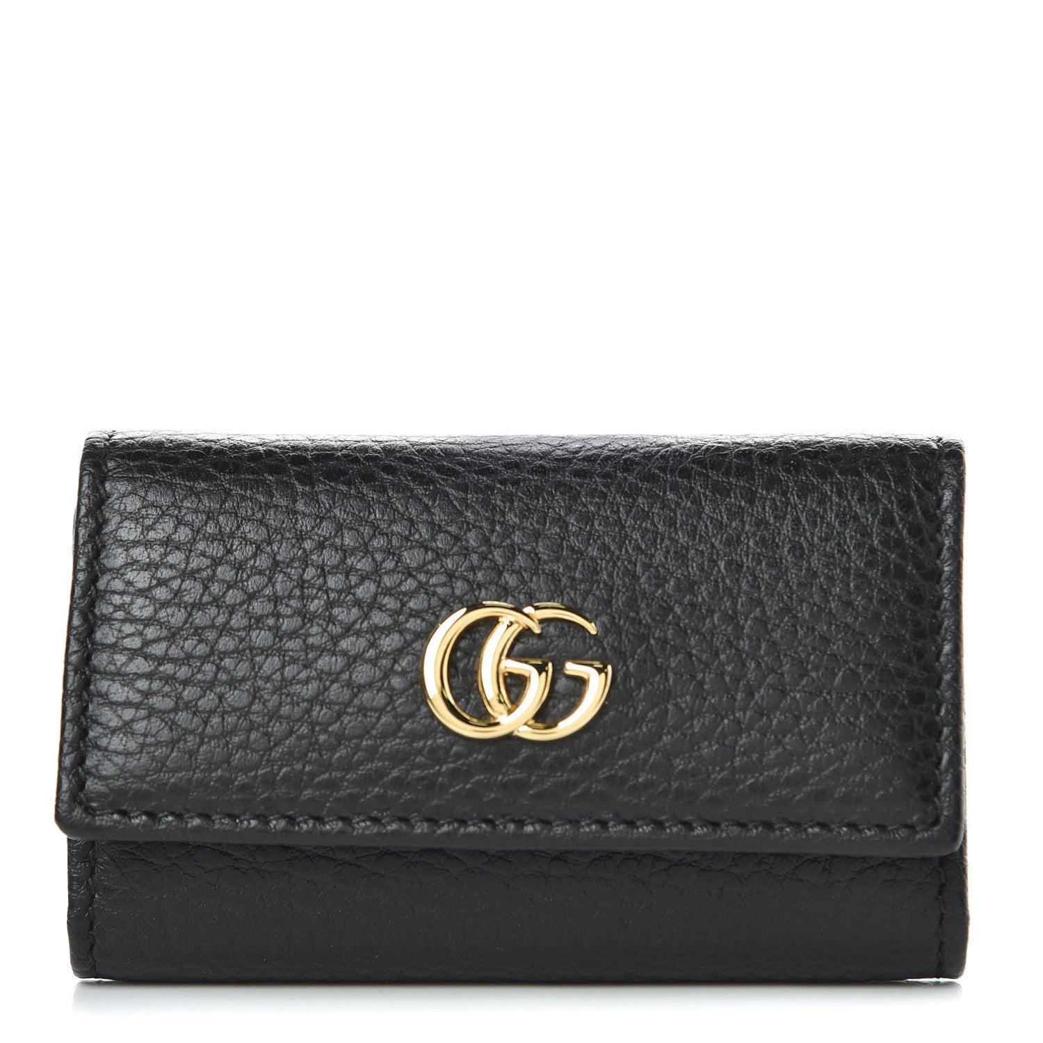 Gucci Pebbled Calfskin GG Marmont 6 Key Holder Black 1 of 7