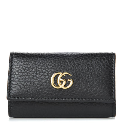 Gucci Pebbled Calfskin GG Marmont 6 Key Holder Black 1 of 7