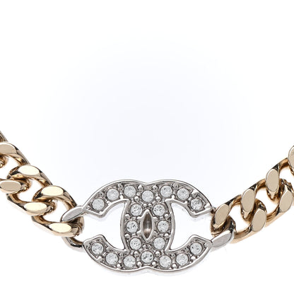 Chanel Crystal Chain CC Choker Gold Silver 3 of 4
