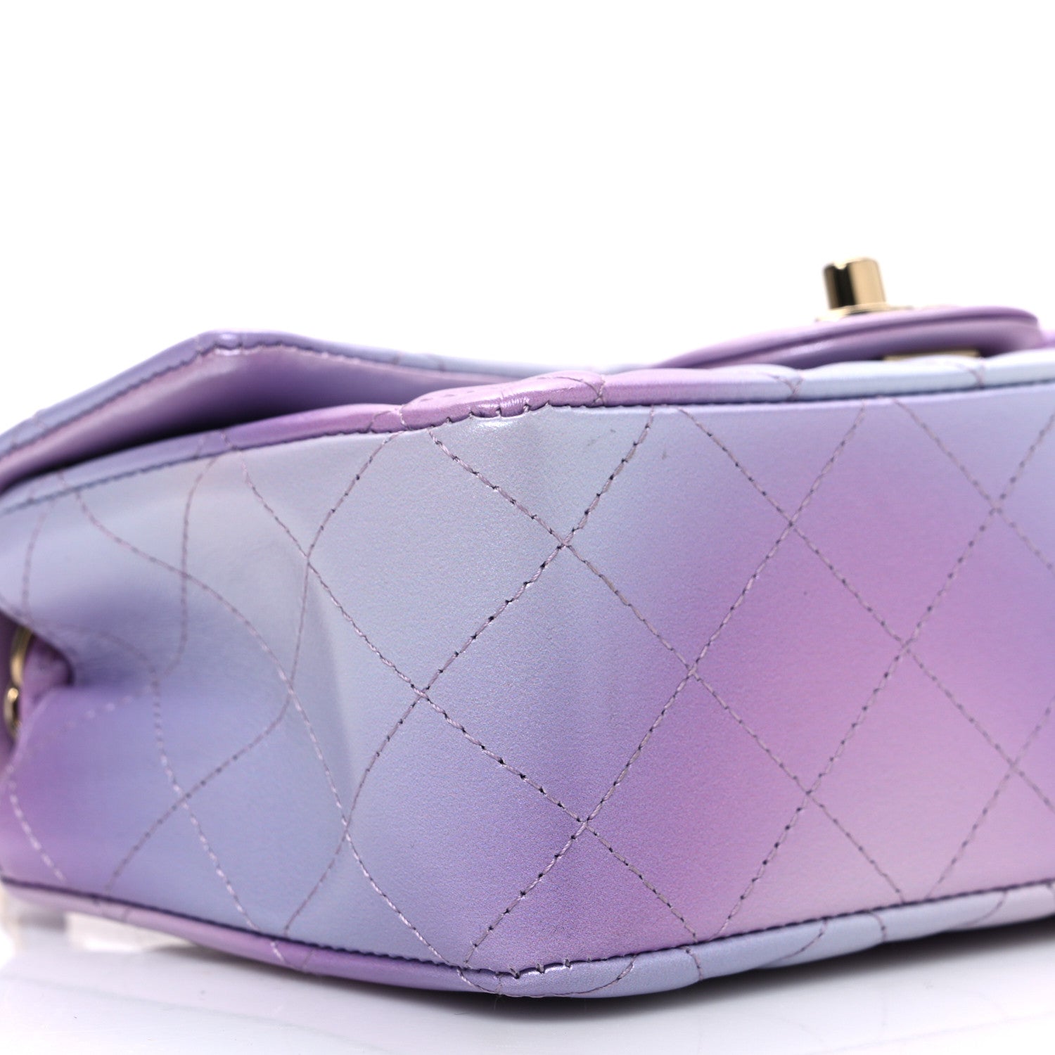 Chanel Calfskin Quilted Cloudy Tie Dye Mini Rectangular Flap Purple Blue Pink 9 of 10