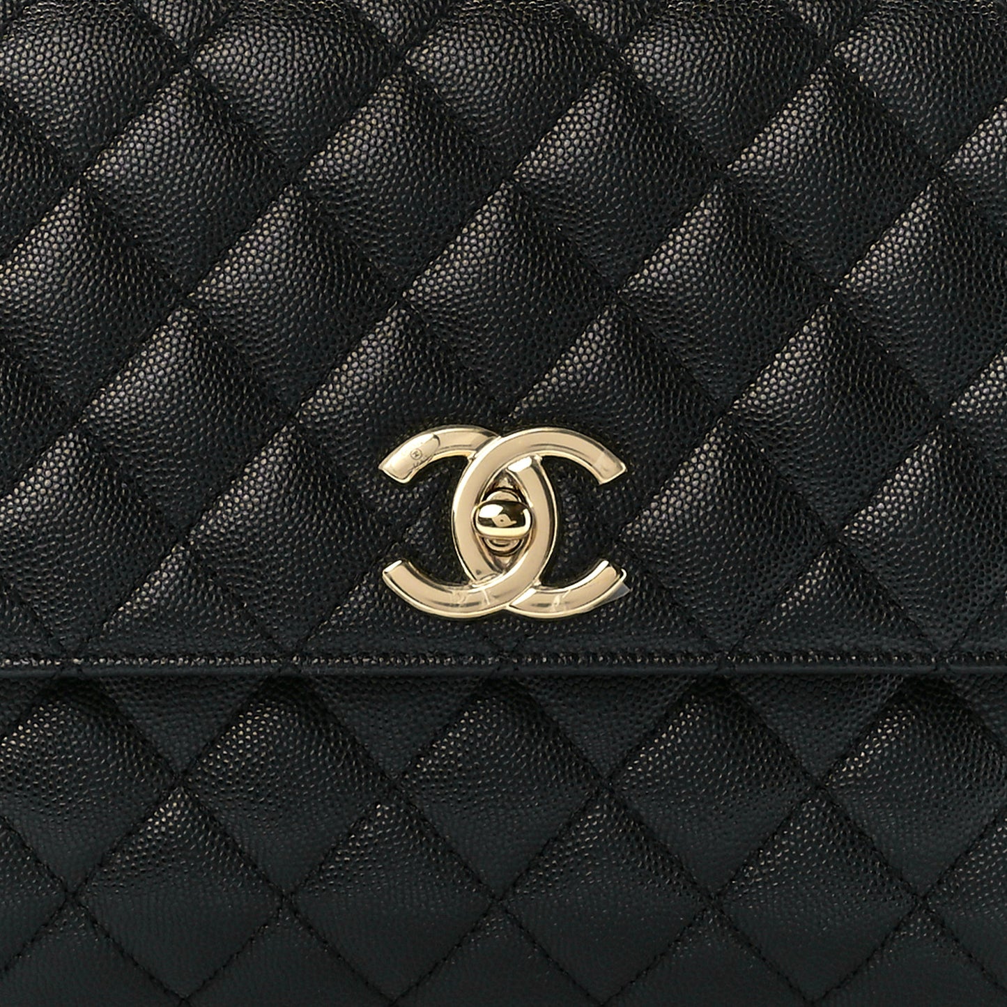 Caviar Lizard Embossed Quilted Small Coco Handle Flap Black