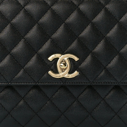 Chanel Caviar Lizard Embossed Quilted Small Coco Handle Flap Black 9 of 12