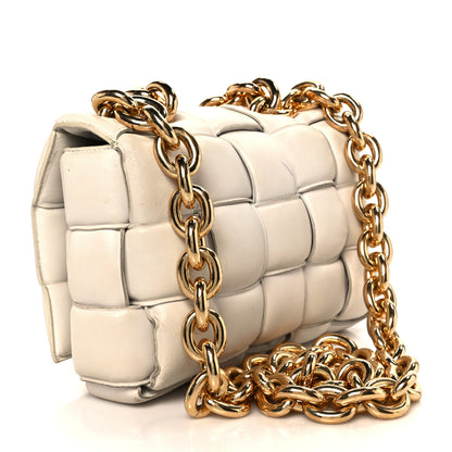 Bottega Veneta Lambskin Maxi Intreccio Padded Chain Cassette Crossbody Bag Chalk 3 of 14