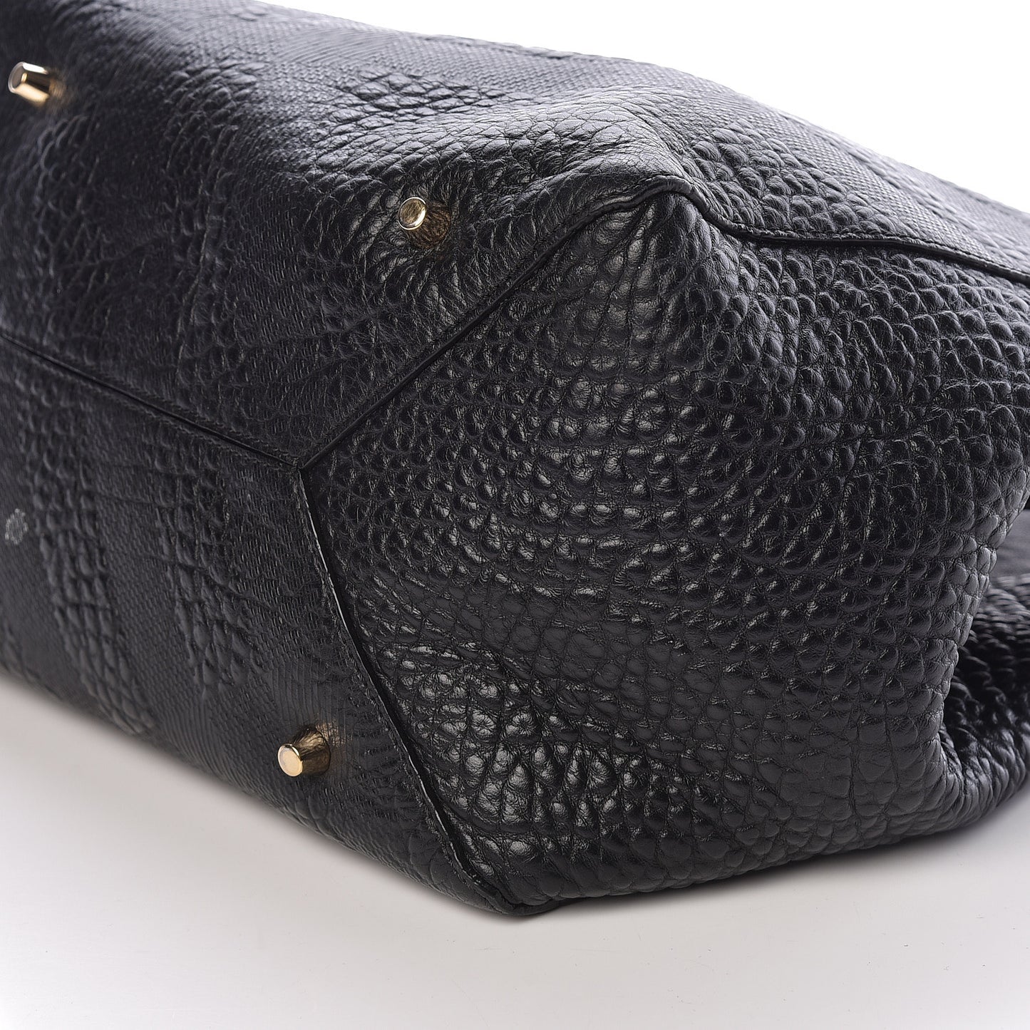 Signature Grain Calfskin Check Embossed Small Canterbury Tote Black