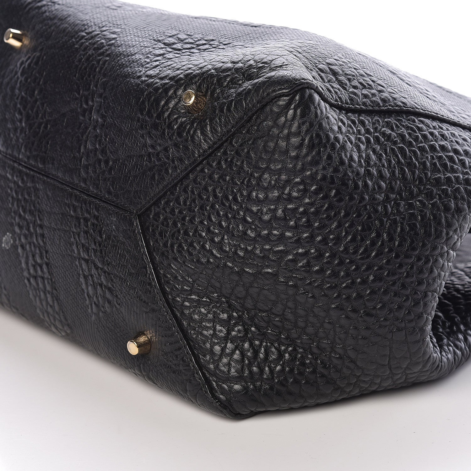 Burberry Signature Grain Calfskin Check Embossed Small Canterbury Tote Black 10 of 11