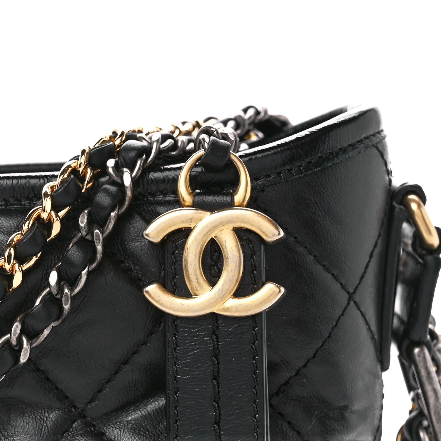 Chanel Aged Calfskin Quilted Small Gabrielle Hobo Black 8 of 12