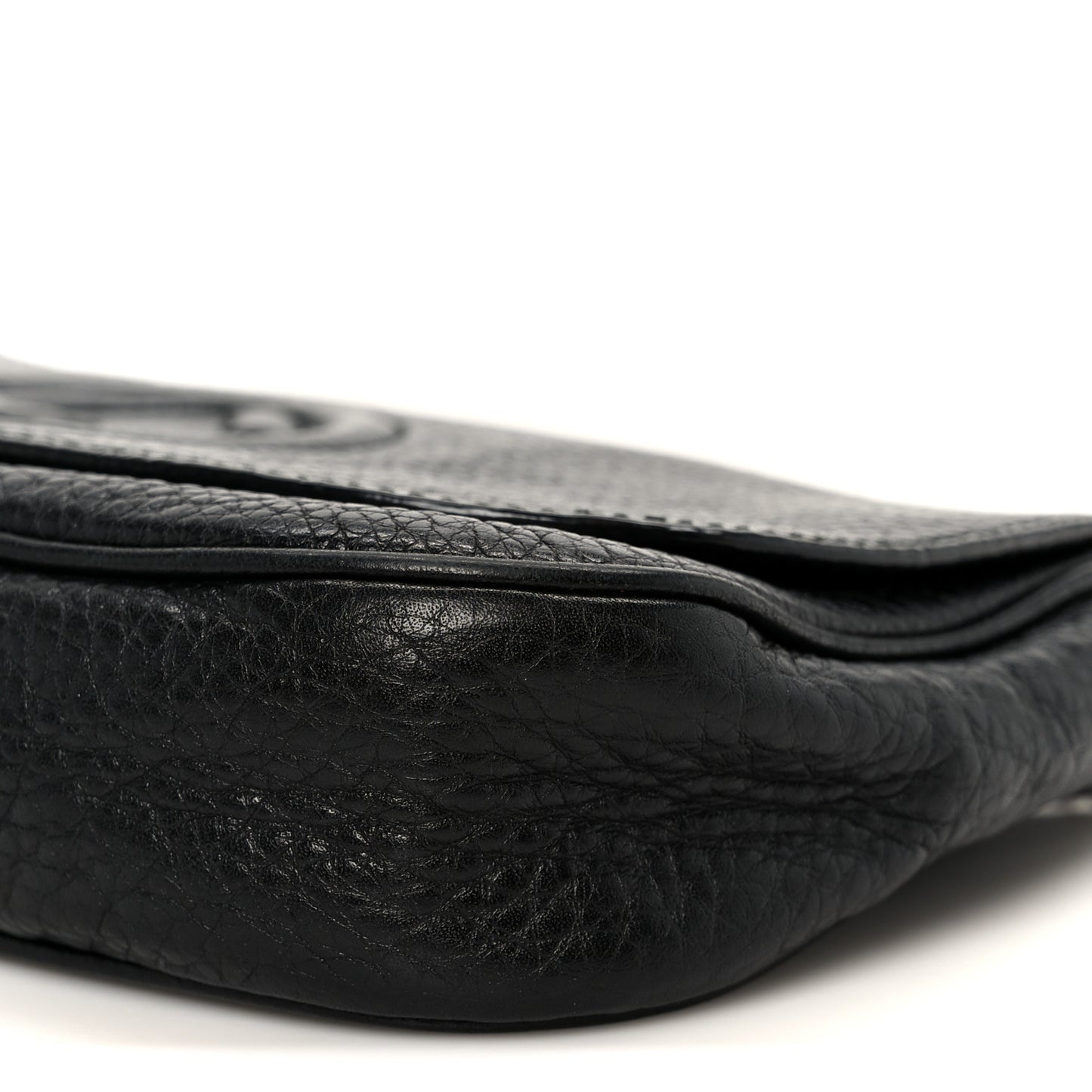Pebbled Calfskin Medium Soho Flap Crossbody Black