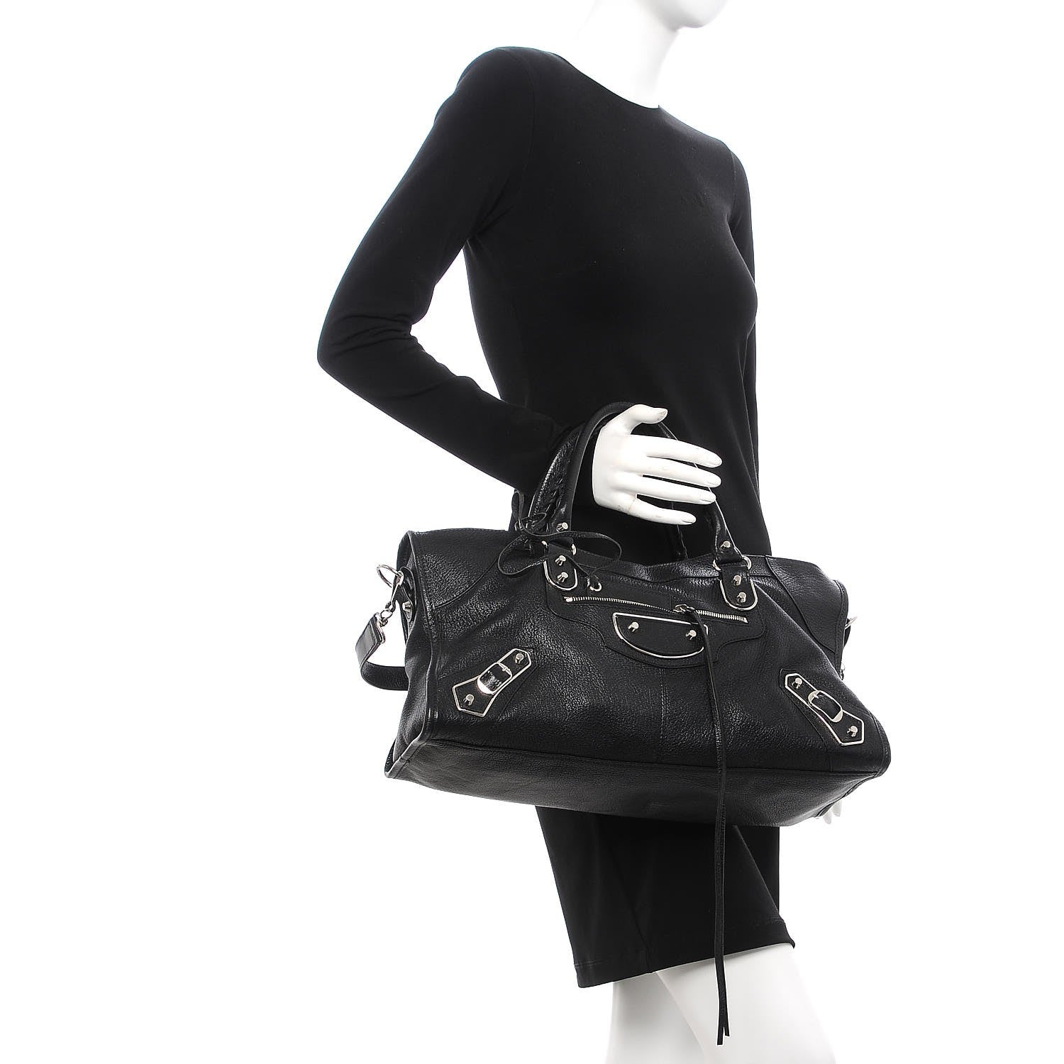 Balenciaga Chevre Silver Metallic Edge Hardware Part Time Black 2 of 7