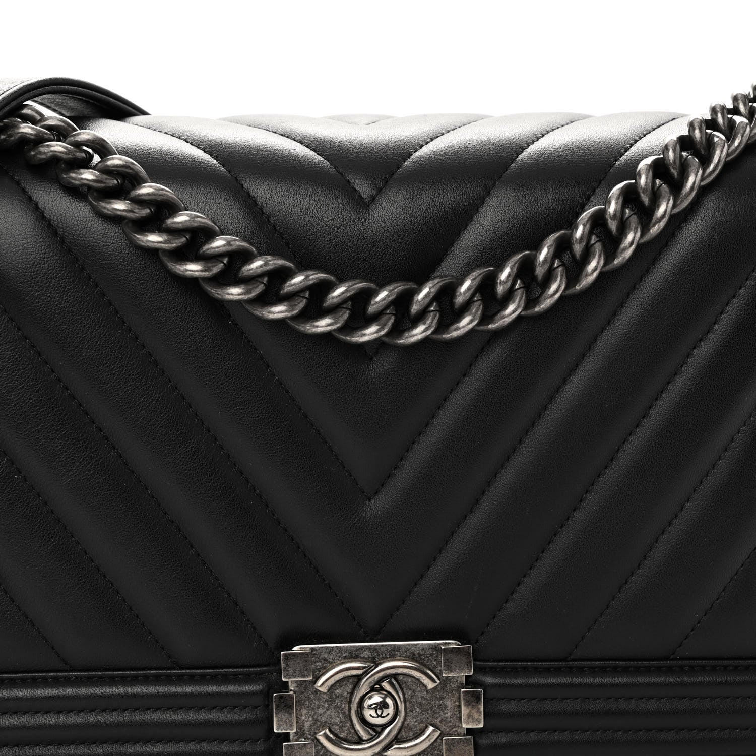 Chanel Calfskin Chevron Quilted New Medium Boy Flap Black 8 of 10