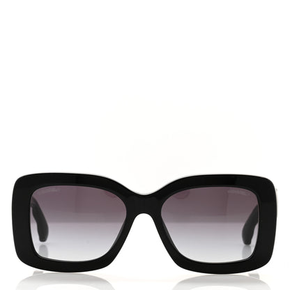 Chanel Acetate Quilted CC Rectangle Sunglasses 5483-A Black 2 of 8