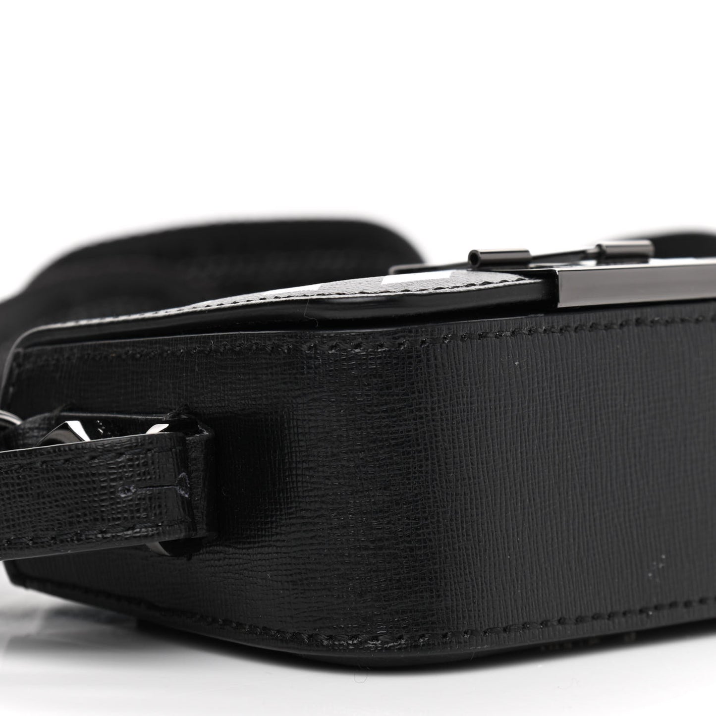 Saffiano Striped Baby Flap Black White