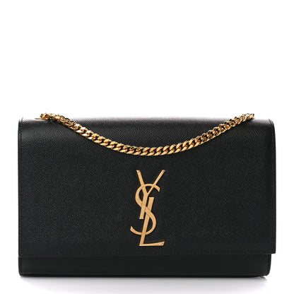Saint Laurent Grain De Poudre Medium Classic Monogram Kate Satchel Black 1 of 11