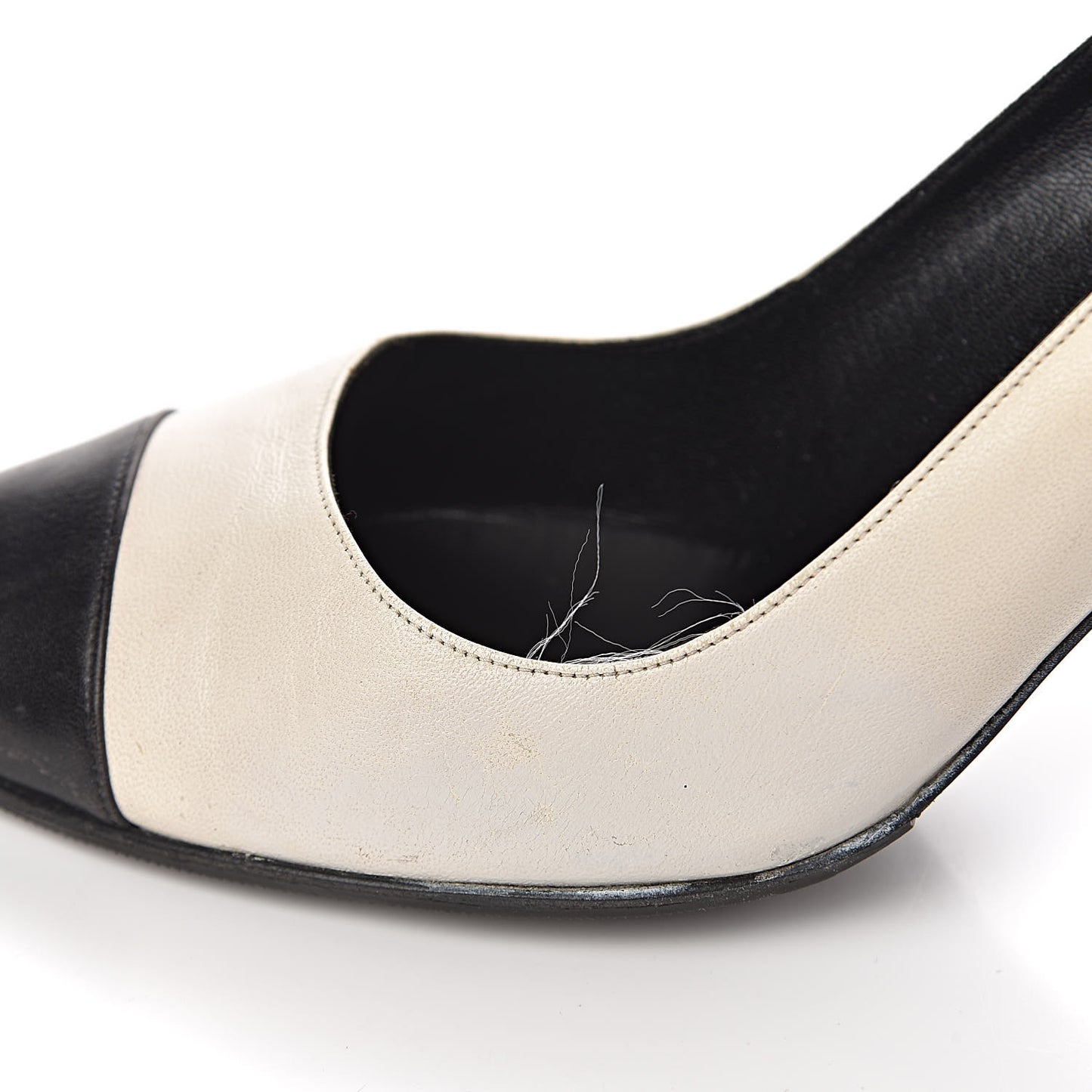 Lambskin Cap Toe Pumps 38 White Black