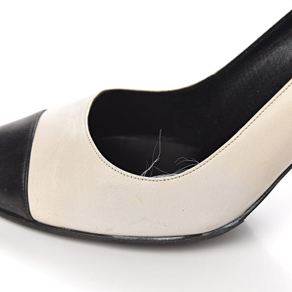 Chanel Lambskin Cap Toe Pumps 38 White Black 9 of 20