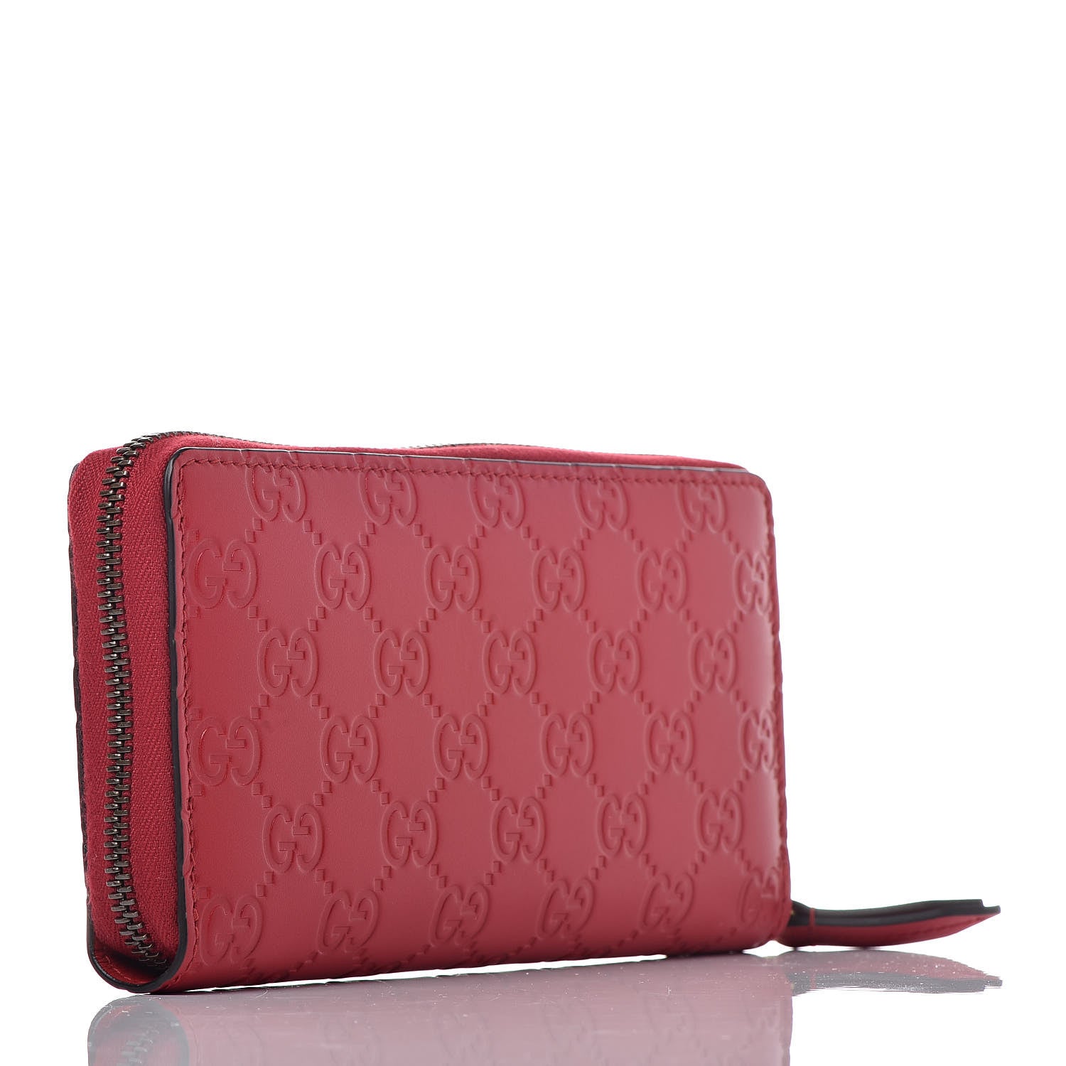 Gucci Guccissima Cherries Zip Around Wallet Hibiscus Red 3 of 12