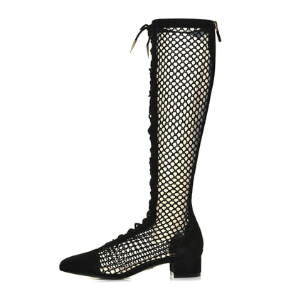 Christian Dior Suede Resille Naughtily-D 30mm Tall Boots 35 Black 1 of 9