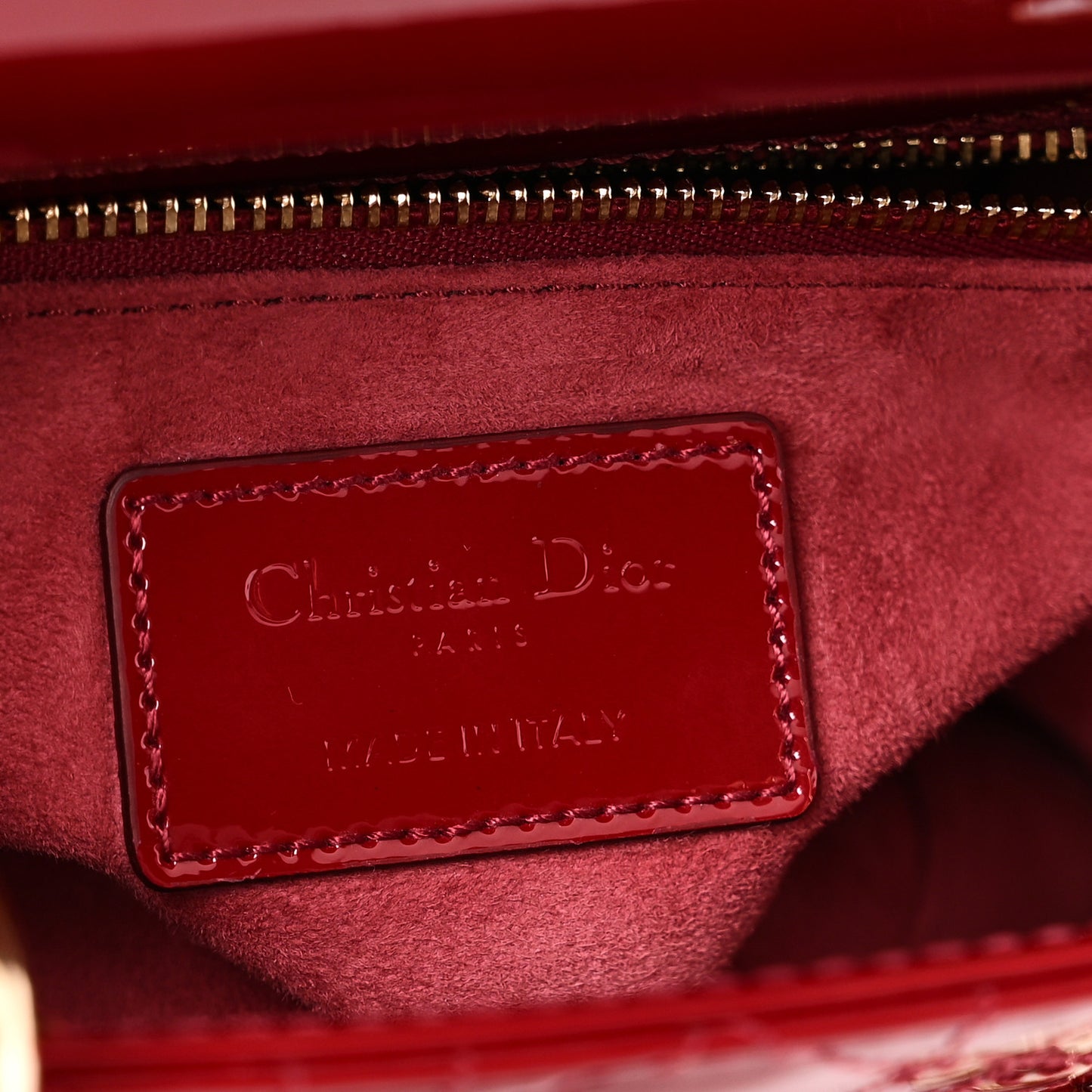 Patent Cannage Small Lady Dior Cherry Red