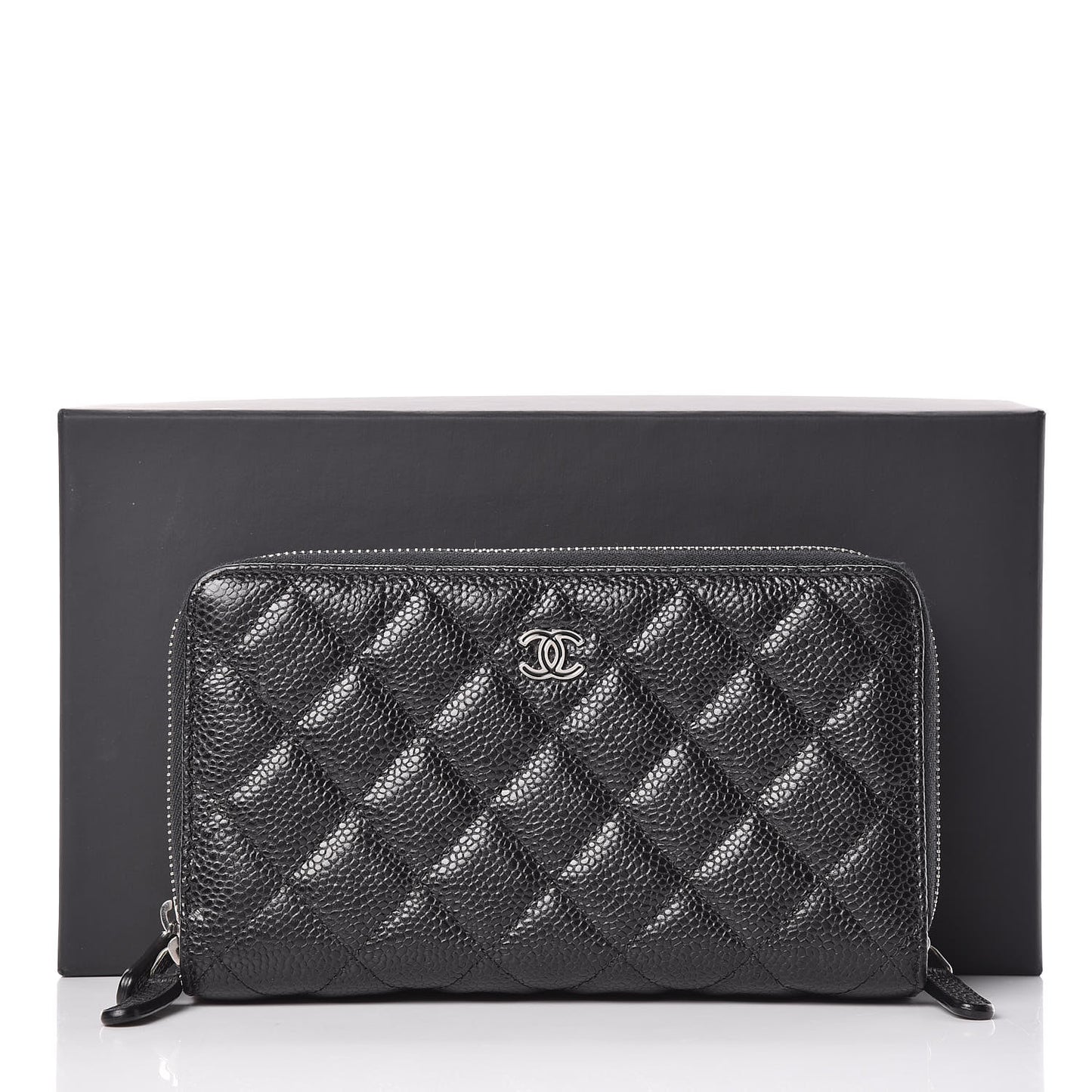 Caviar Quilted Zip Around Phone Holder Black