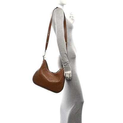 Gucci Ostrich Web Large Attache Shoulder Bag Brown 2 of 10