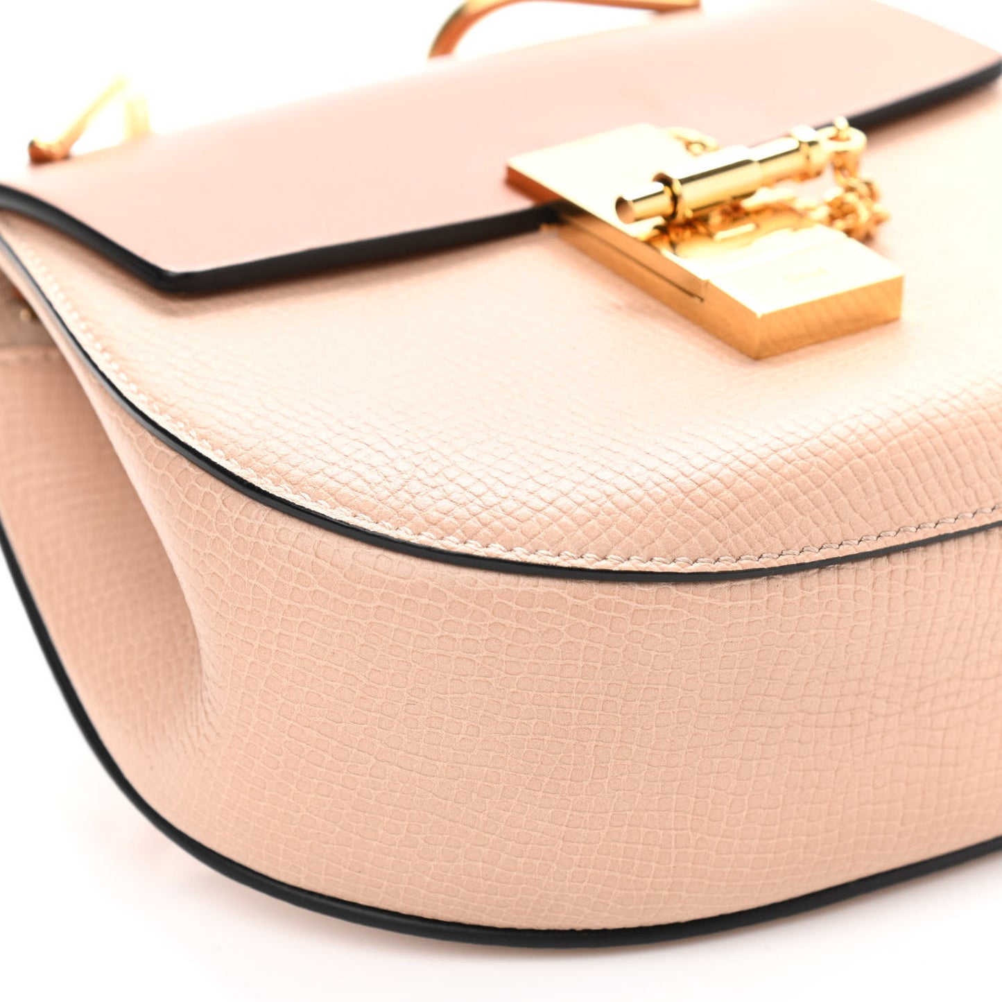 Grained Calfskin Lambskin Mini Bi-Color Drew Shoulder Bag Powder Beige Caramel