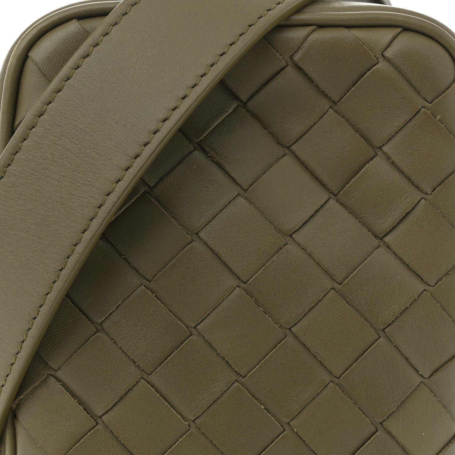 Bottega Veneta Calfskin Intrecciato Mini Cassette Phone Holder Crossbody Khaki 8 of 10
