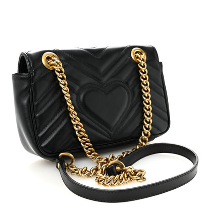 Gucci Calfskin Matelasse Small GG Marmont Shoulder Bag Black 3 of 11