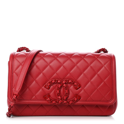 Chanel Calfskin Quilted Medium CC Filigree Flap Red 1 of 9