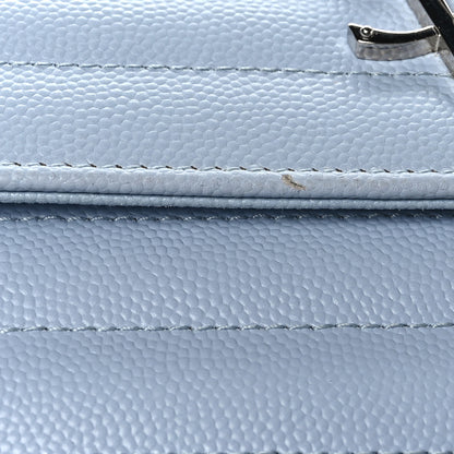 Saint Laurent Grain De Poudre Matelasse Chevron Monogram Chain Wallet Sky Blue 9 of 11