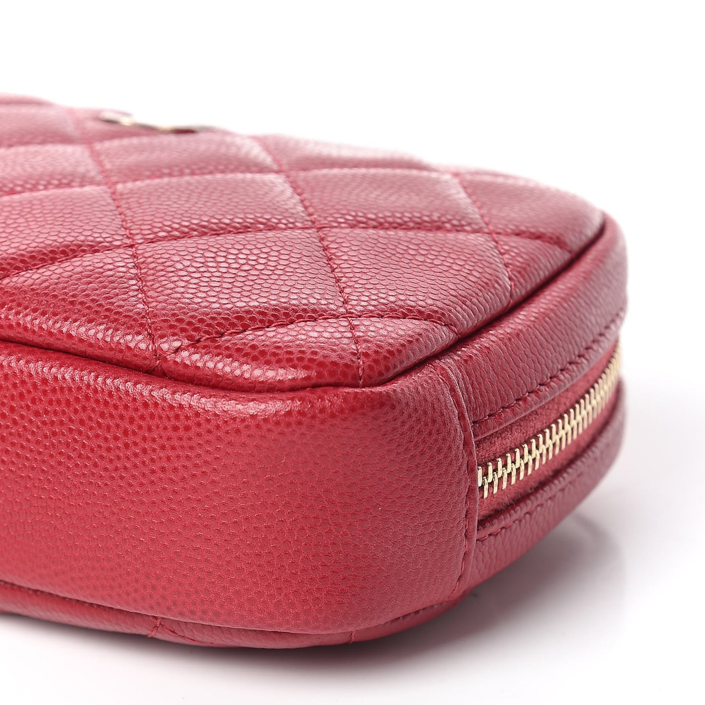 Caviar Quilted Small Curvy Pouch Cosmetic Case Pink