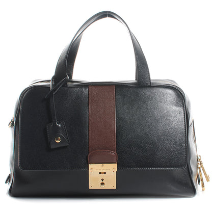 Marc Jacobs Leather Bi-Color Frankie Zip Satchel Black Chestnut 1 of 8