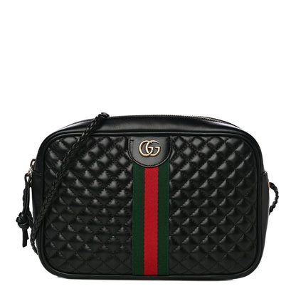 Gucci Calfskin Web Trapuntata Small GG Shoulder Bag Black 1 of 12