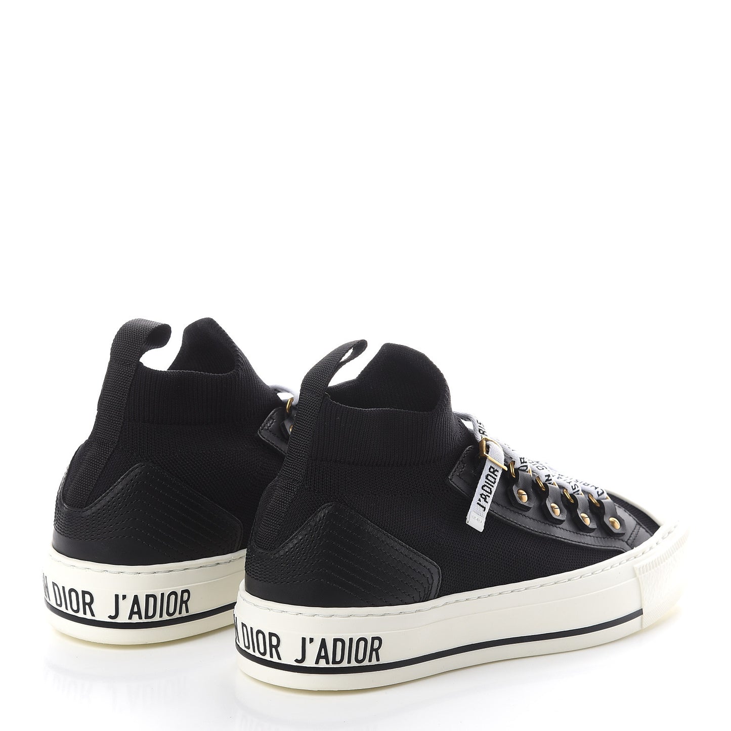 Technical Mesh Calfskin Womens Walk'N'Dior High Top Sneaker 35.5 Black