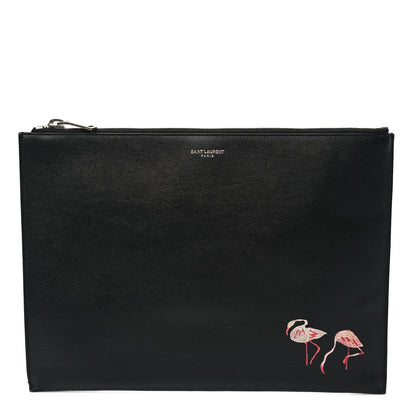 Saint Laurent Smooth Calfskin Flamingo Document Holder Black 1 of 12
