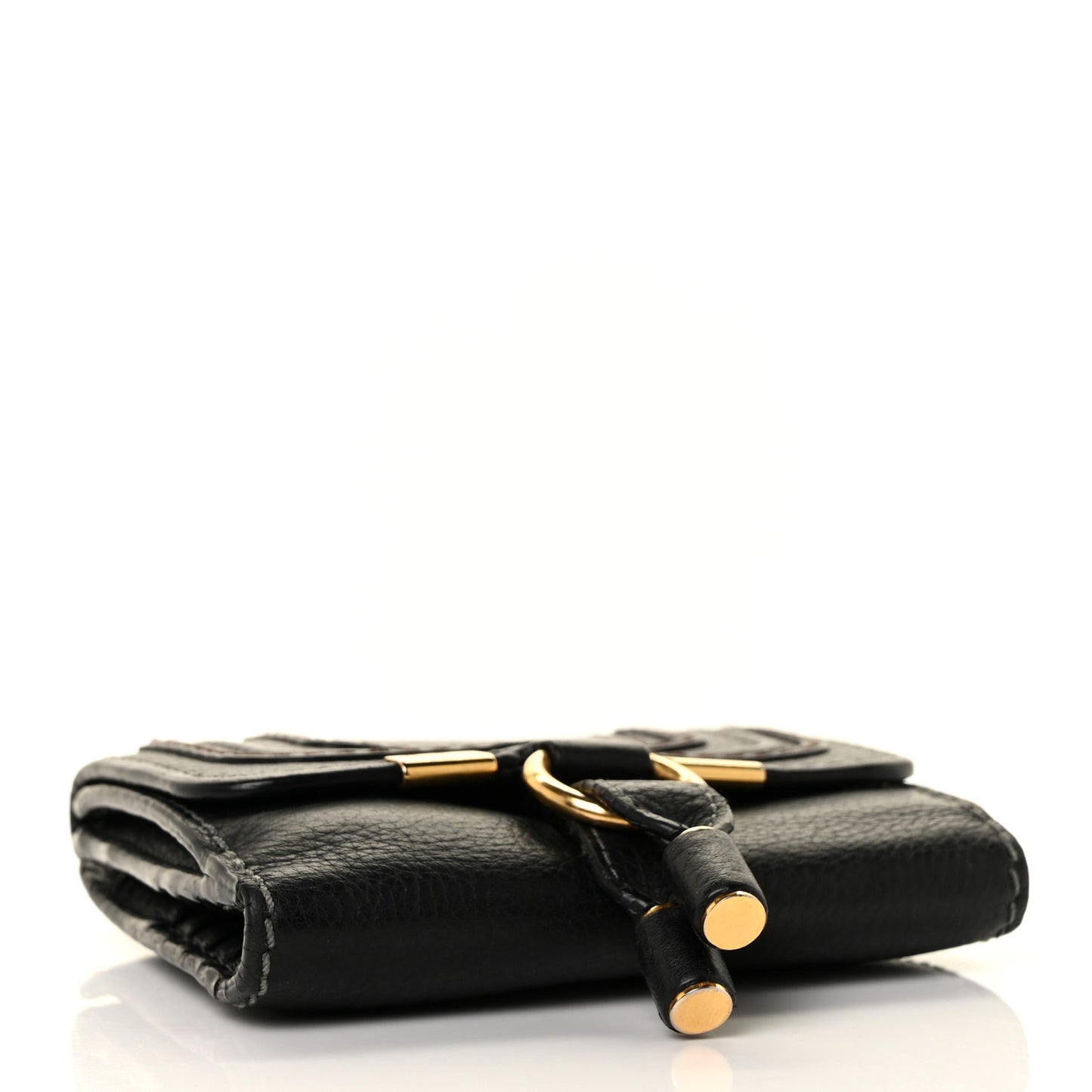 Grained Calfskin Marcie Square Wallet Black