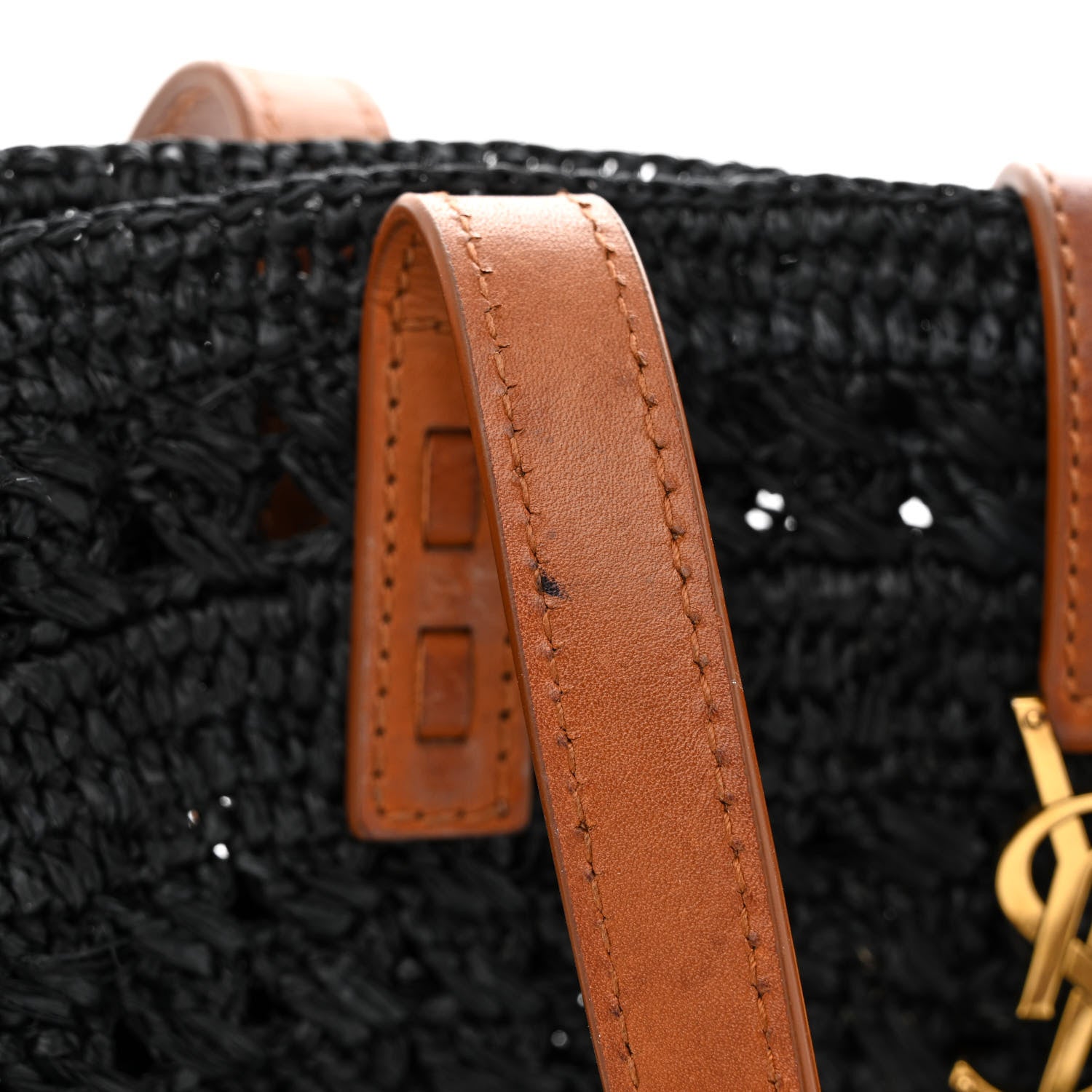 Saint Laurent Raffia Calfskin Medium Panier Tote Black 11 of 18
