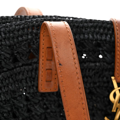Saint Laurent Raffia Calfskin Medium Panier Tote Black 11 of 18