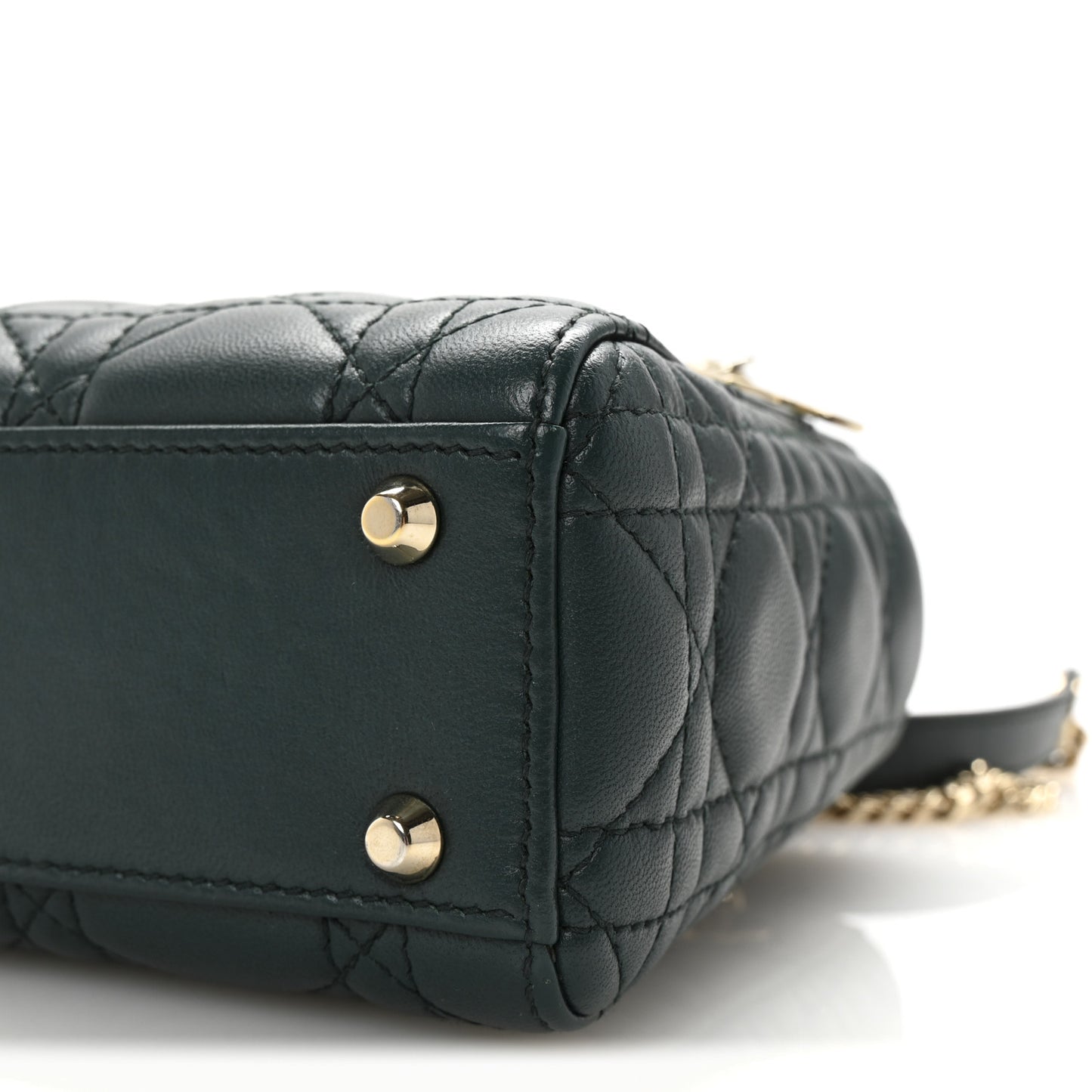 Lambskin Cannage Mini Lady Dior Dark Green