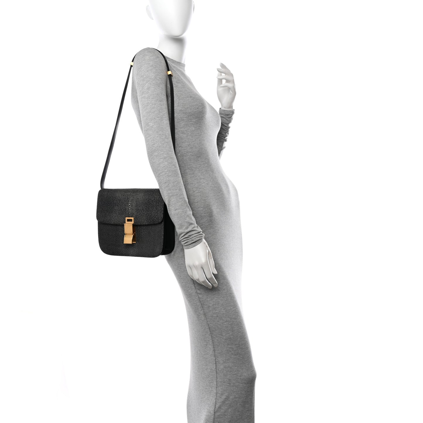 Stingray Medium Classic Box Flap Bag Navy