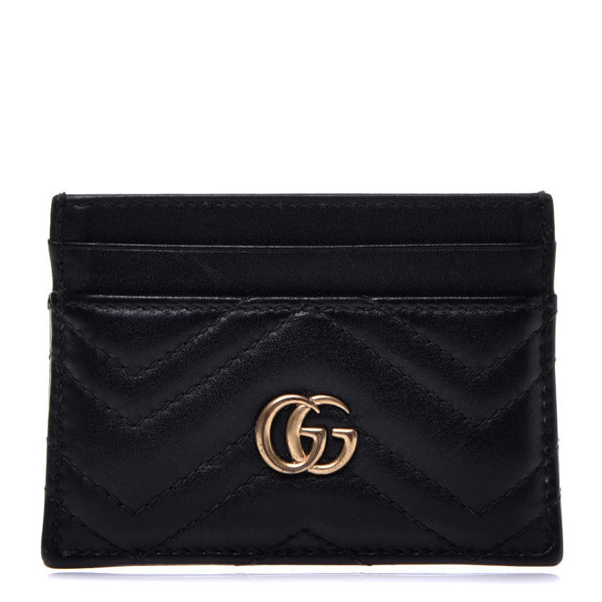 Calfskin Matelasse GG Marmont Card Holder Black