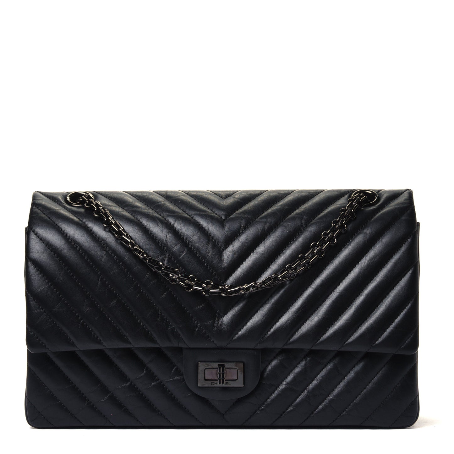 Aged Calfskin Chevron Quilted 2.55 Reissue 226 So Black