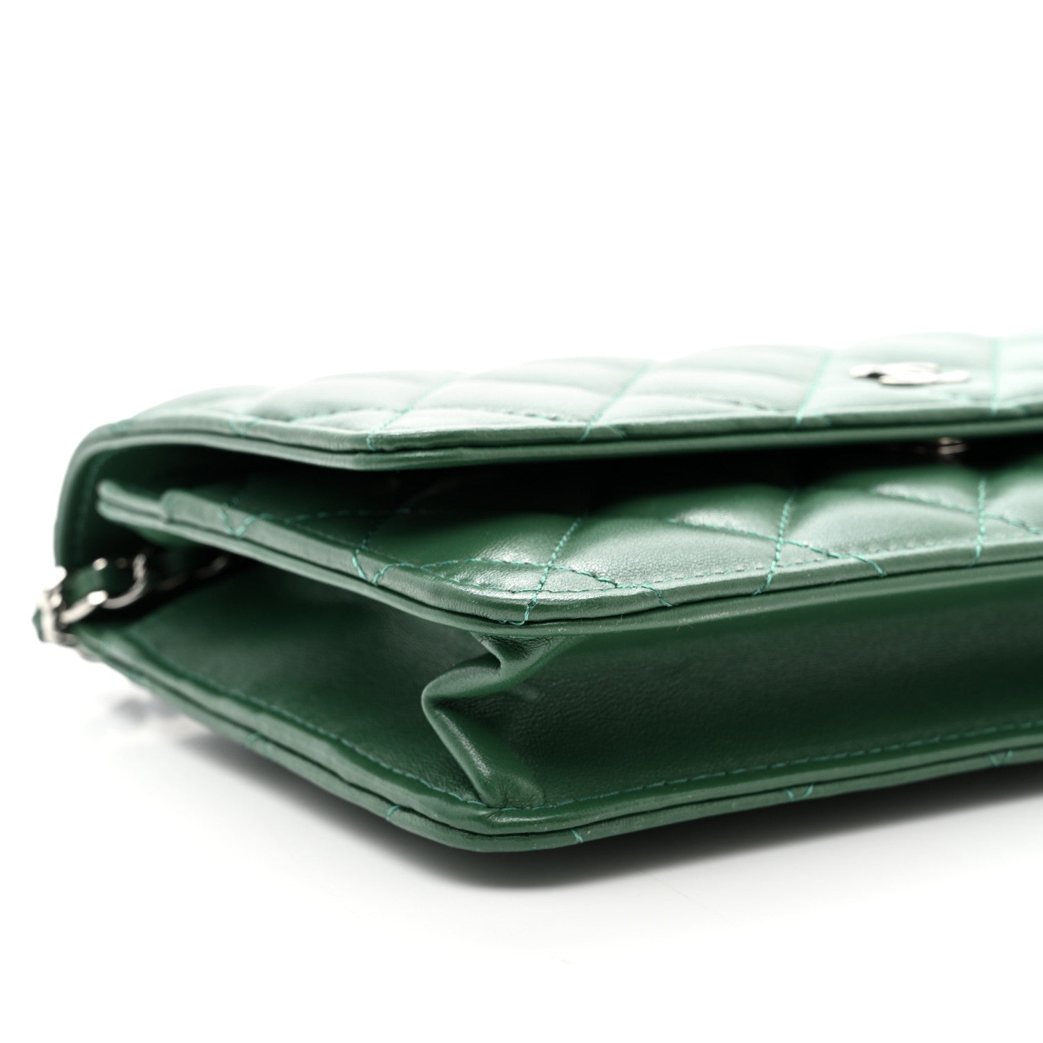 Chanel Lambskin Quilted Wallet On Chain WOC Green 10 of 11