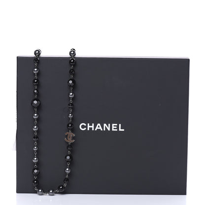 Chanel Ruthenium Pearl Beaded CC Long Necklace Black 5 of 5